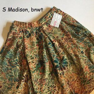 Small Lularoe Madison skirt, cream with orange and green flowers